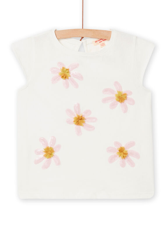 Camiseta de color crudo con dibujo de flor para niña NASOTI1 / 22S901Q2TMC001