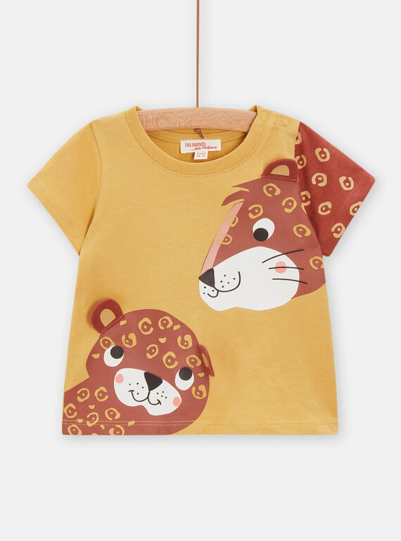 Camiseta de color azafrán con estampado de panteras para bebé niño TUCRITEE1 / 24SG10L2TMC113