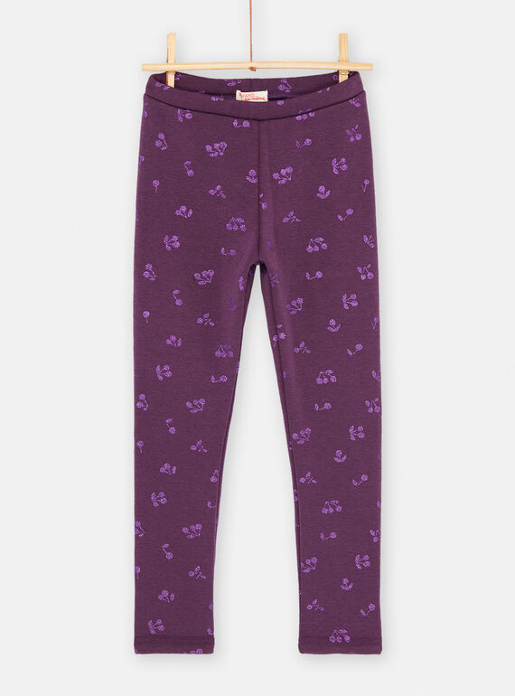 Leggings de color uva con estampado de cereza para niña SAJOLEG2 / 23W901N8PAN711