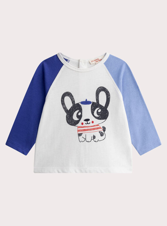 Camiseta color crudo y azul para bebé niño WUKATEE3 / 25SG1034TMLA002