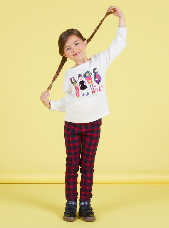 Camiseta de manga abombada de color crudo con estampado de lentejuelas reversibles para niña MAMIXTEE4 / 21W901J5TML001
