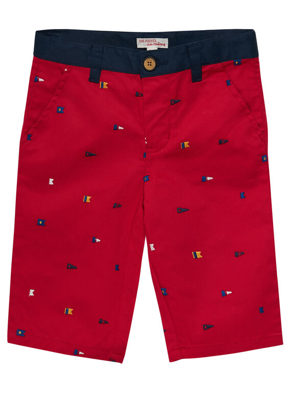 Bermudas de color rojo con banderas bordadas para niño JOWEBER1 / 20S90291BER330