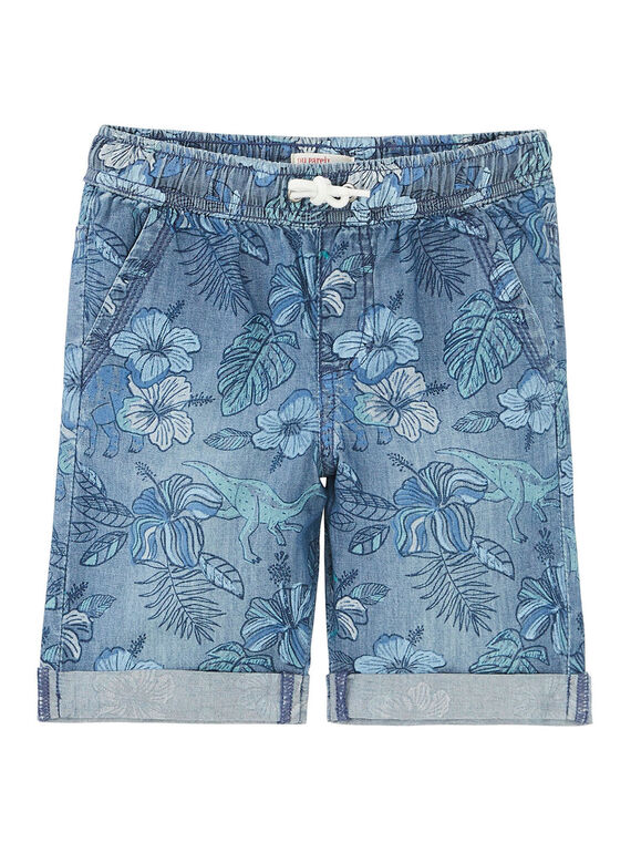 Bermudas vaqueras de chambray con estampado hawaiano JOQUABER3 / 20S902R1BER721