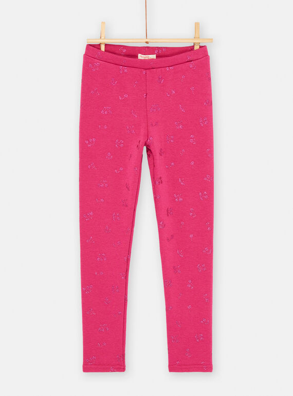 Leggings rosa petunia con estampado de cereza para niña SAJOLEG5 / 23W901N7PAN310
