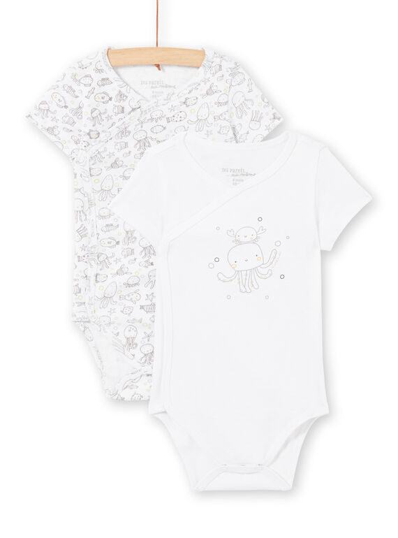 Pack de 2 bodis blancos para recién nacido niño LOU2BOD1 / 21SF04I1BOD000