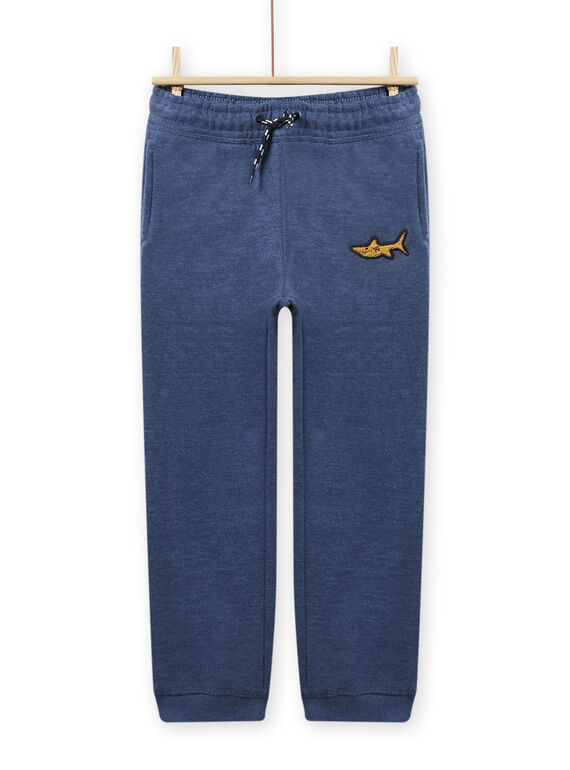 Pantalón de chándal azul jaspeado con bordado de tiburón para niño NOJOJOB3 / 22S90263JGB222