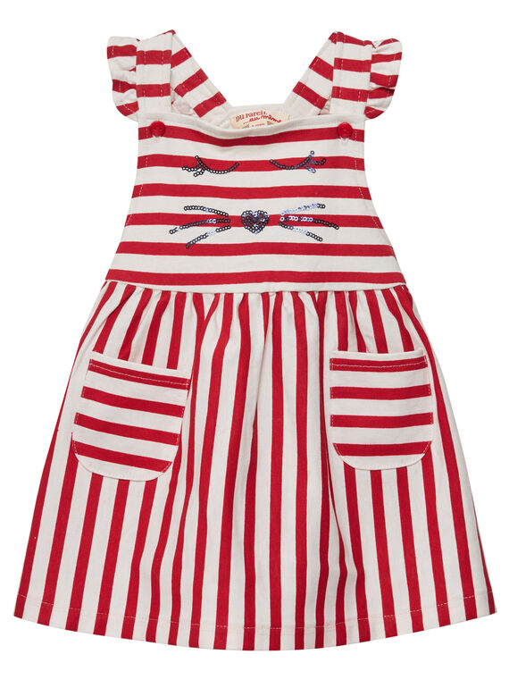 Vestido peto de punto fino de rayas para bebé niña JIGRAROB1 / 20SG09E1ROB001