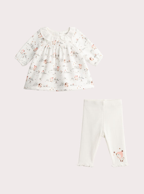 Conjunto ecru vestido de terciopelo y legging  VOU2ENS2 / 24WF03D1ENS001