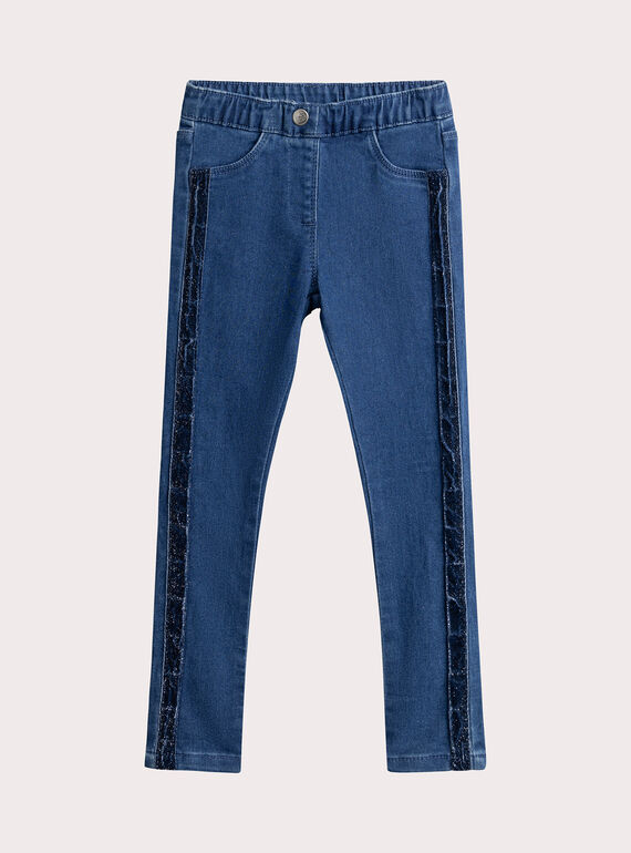 Jegging de denim azul con bandas de lurex para niña  VAJOJEG1 / 24W901H1PANP274