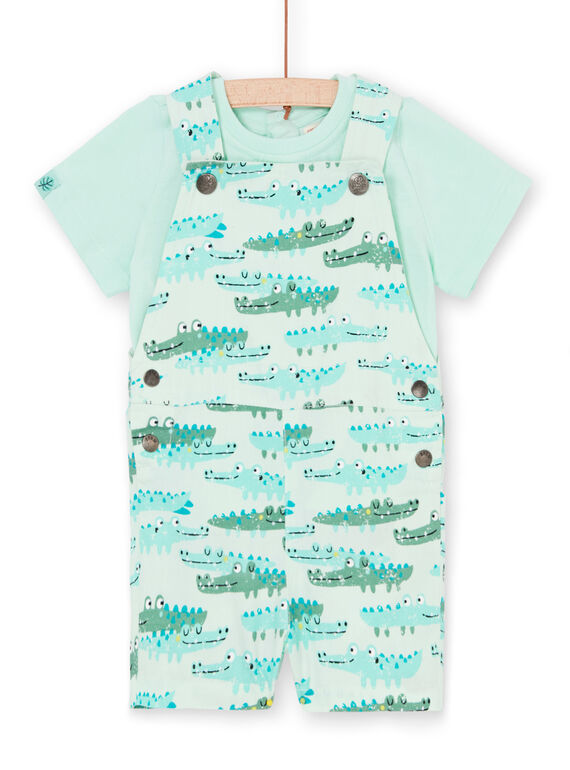 Peto y camiseta de color verde agua y verde, para bebé niño LUVERENS / 21SG10Q1ENSG621