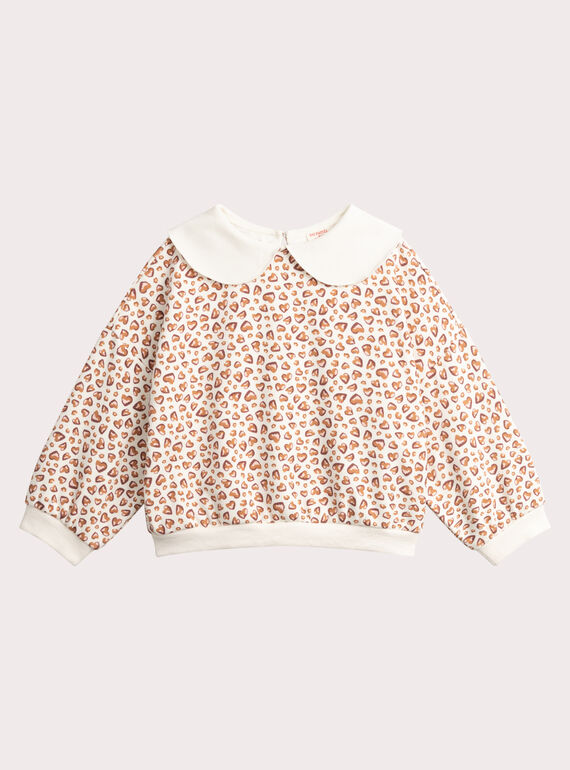 Sudadera de cuello claudine con estampado de leopardo para niña  VABASWEA / 24W901Q1SWE003