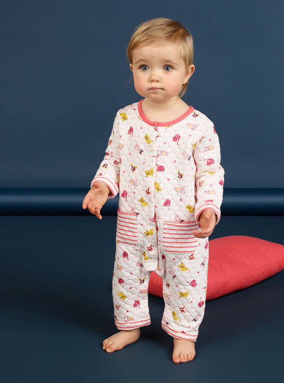 Pelele beige de quilt con estampado de gato para bebé niña LEFIGRENAU / 21SH1313GRE001