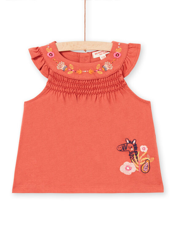 Camiseta de tirantes de color teja para bebé niña LITERDEB / 21SG09V1DEBF519