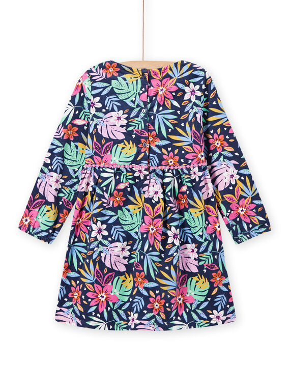 Vestido de color azul con estampado floral colorido de terciopelo para niña MAPLAROB2 / 21W901O1ROBC202