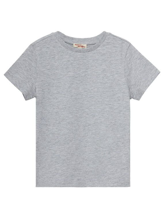 Camiseta de manga corta lisa de color gris jaspeado para niño JOESTI3 / 20S90263D31J922