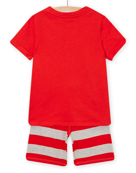 Pijama de camiseta y short rojo anaranjado para niño NOPLAENS3 / 22S902K4ENSF527