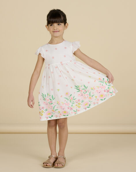 Vestido crudo con estampado floral para niña NASOROB4 / 22S901Q1ROB001