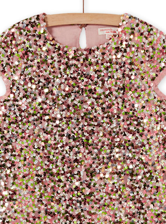 Vestido rosa de lentejuelas para niña MANOROB2 / 21W901Q2ROB303