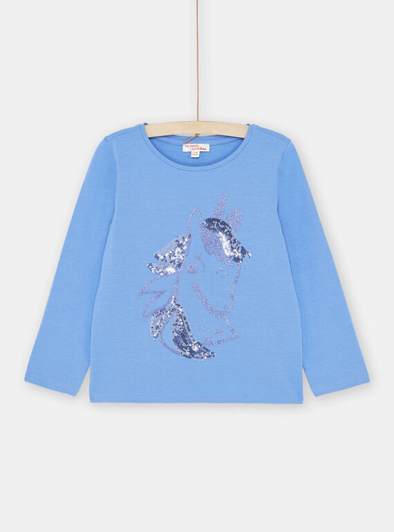 Camiseta de lentejuela azul para niña SAJOYTEE7 / 23W901F6TML216