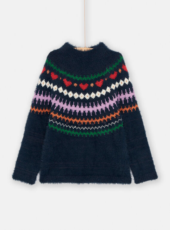 Jersey negro con estampado de jacquard para niña SAKHOPULL / 23W901Q1PULC243