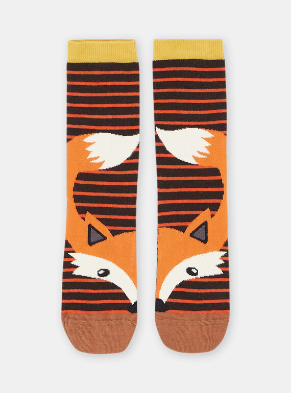 Calcetines de color naranja con estampado de zorro para niño SYOJOCHO5 / 23WI02B1SOQI808