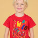 Camiseta roja con estampado de tigre bordado para niño