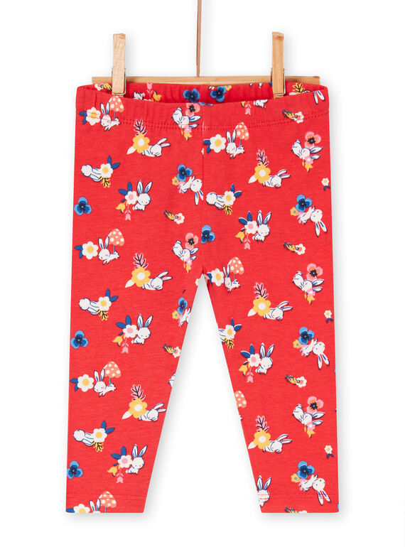 Leggings rojos con estampado, para bebé niña LYIHALEG / 21SI09X1CAL505