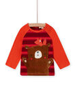 Camiseta de color coral, rojo y marrón con estampado de oso para bebé niña MUFUNTEE2 / 21WG10M1TML504