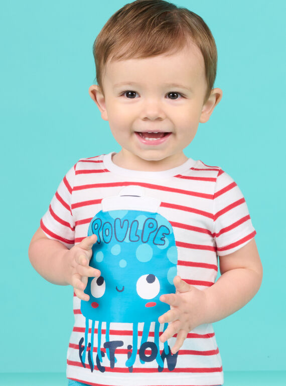 Camiseta de manga corta blanca, roja y azul para bebé niño NUFICTI1 / 22SG10U3TMC000