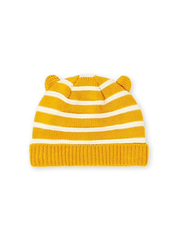 Gorro de rayas de punto fino, de color amarillo y blanco, para bebé niño LYUNOBON / 21SI10L1BON106