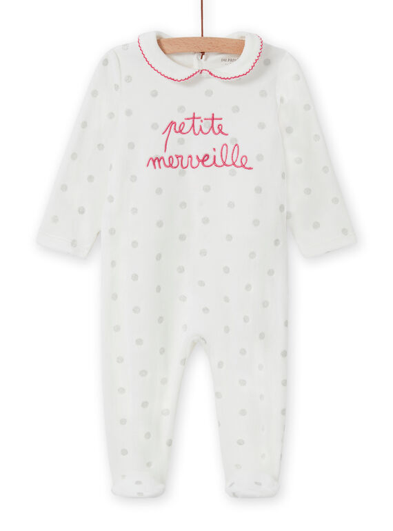Pelele crudo de lunares con cuello Peter Pan para bebé niña MEFIGRETIT / 21WH1381GRE001