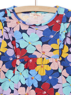 Blusa azul marino con estampado floral de colores para niña NALUTEE3 / 22S901P1TML070