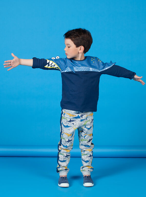 Camiseta azul con estampado de tiburón - Niño LONAUTEE2 / 21S902P1TML070