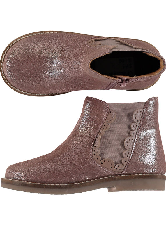 Botas chelsea de piel de serraje de color rosa con brillo para niña GFBOOTPINK / 19WK35I5D0D030