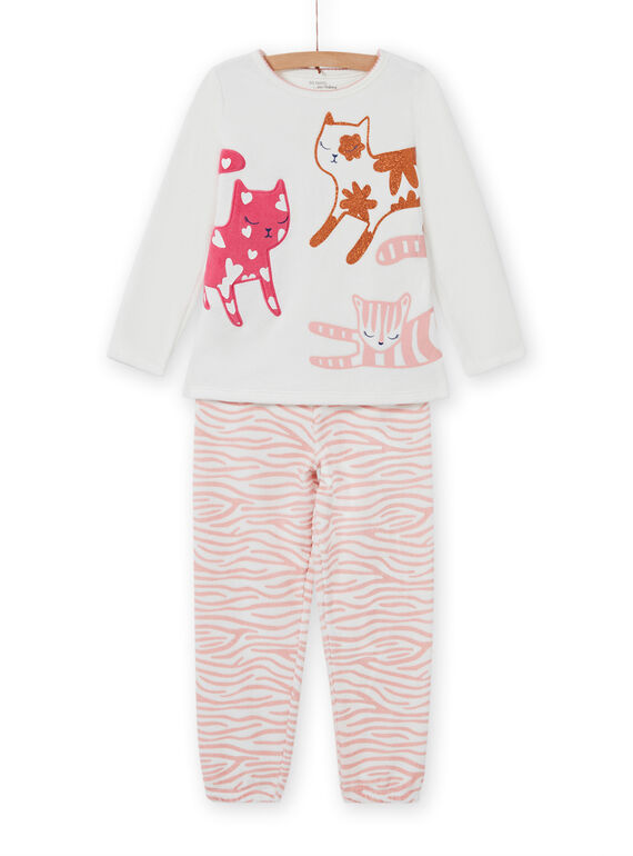 Pijama de camiseta y pantalón con estampado de gatos para niña MEFAPYJCAT / 21WH1184PYJ001
