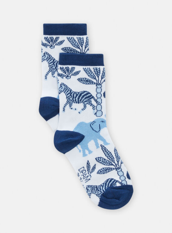 Calcetines blancos y azules con estampado de sabana para niño TYOJOCHO5 / 24SI0286SOQ000