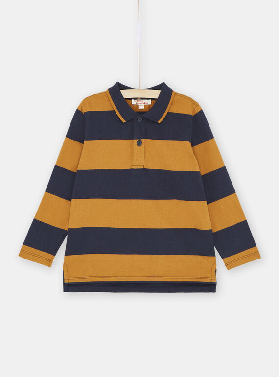 Polo de color azul marino y marrón con estampado de rayas para niño SOJOPOL4 / 23W902B1POL809