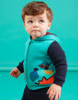 Cárdigan con capucha de color turquesa con estampado de monopatín para bebé niño MUTUGIL / 21WG10K1GILC217