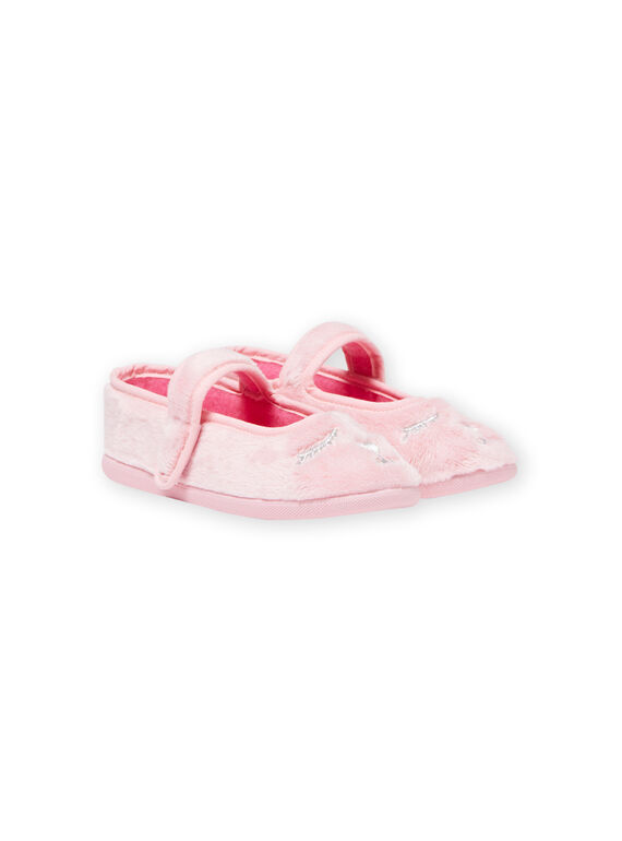 Bailarinas de color rosa claro de pelo artificial con estampado de gato para niña MAPANTCATFUR / 21XK3522D07321