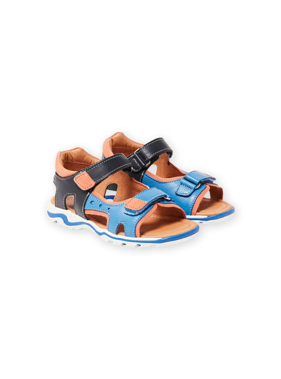 Sandalias de piel de color azul y beige para niño LGSANDJACK / 21KK3651D0E701