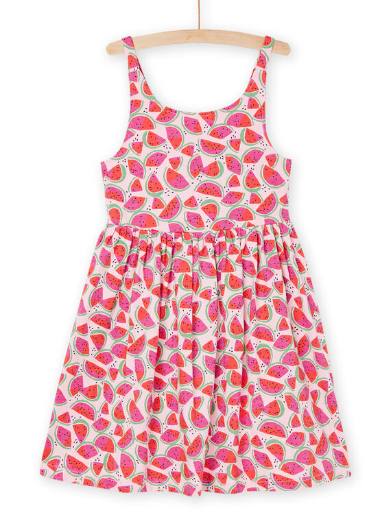 Vestido elástico rosa y rojo con estampado de fruta RAPLAROB3 / 23S901P1ROBD315