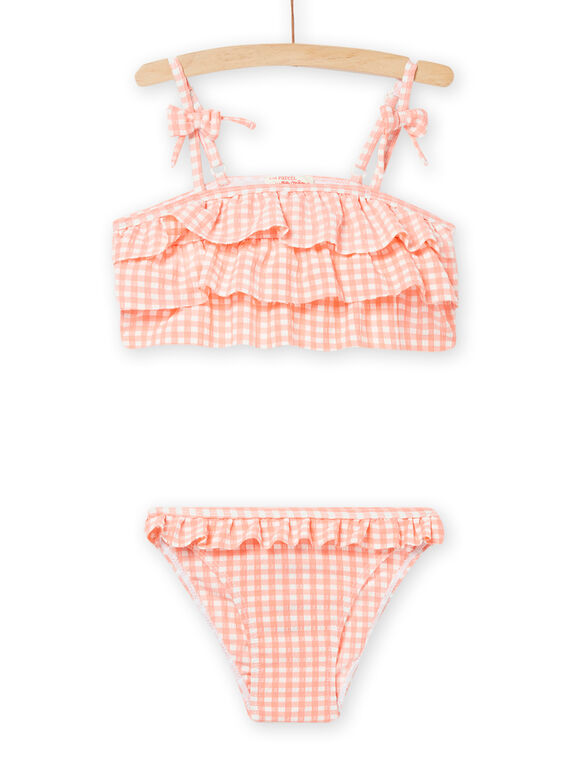 Bikini blanco con estampado de cuadros para niña NYABIK1EX / 22SI01L9MAI000