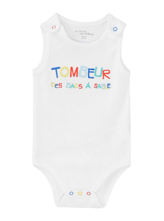 Body de tirantes de color blanco para bebé niño JEGABODTYP / 20SH14V4BDL000