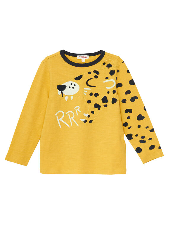 Camiseta de manga larga de color amarillo con jaguar para niño JOTROTEE2 / 20S902F2TMLB116