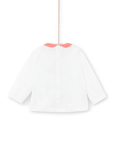 Camiseta blanca de manga larga con cuello en contraste LINAUBRA / 21SG09L1BRA001