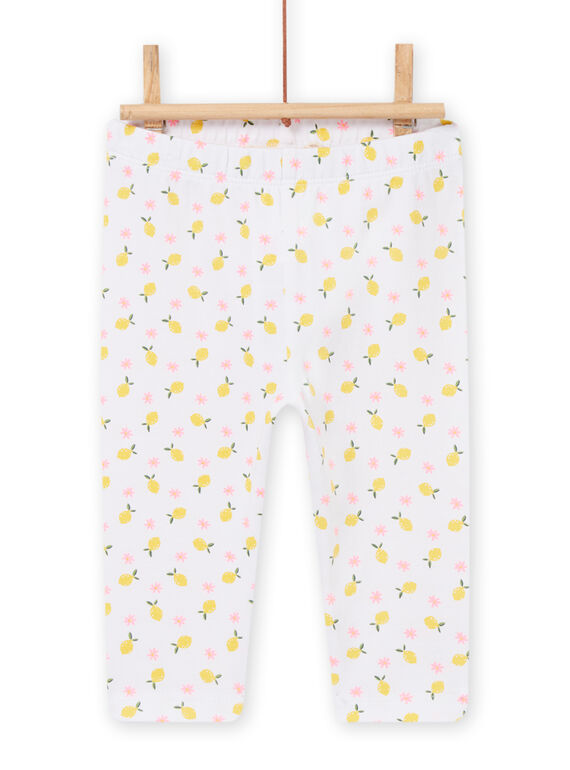 Leggings de color blanco con estampado de limón y flor para bebé niña NYIHOLEG / 22SI09T1CAL000