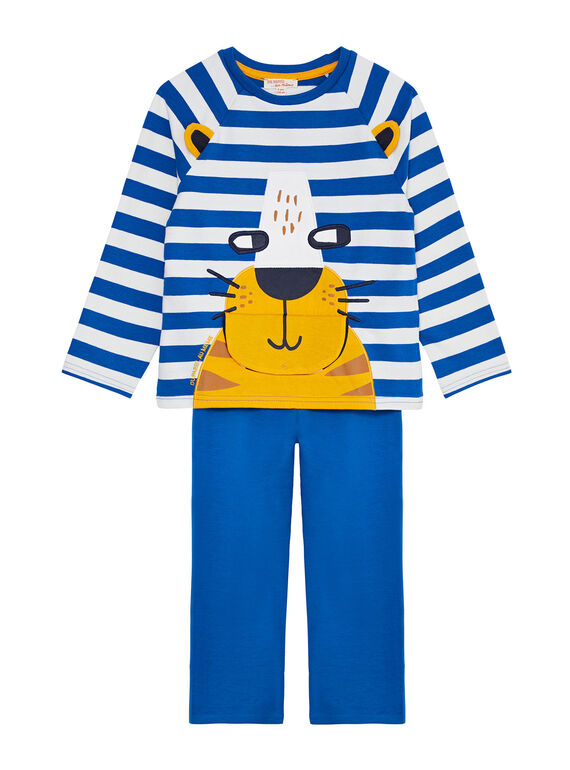 Pijama de muletón de color azul y crudo para niño JEGOPYJLION / 20SH1227PYJC238
