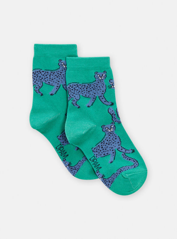 Calcetines verdes con estampado de leopardo para niño TYOJOCHO7 / 24SI0288SOQG603