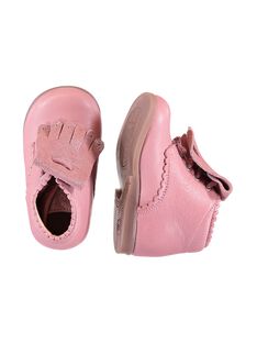 Botines de piel de color rosa con flecos extraíbles para bebé niña GBFBOTIPATP / 19WK37I1D0F030