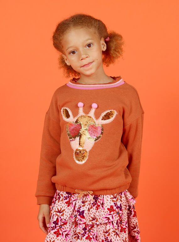 Sudadera con estampado de jirafa con lentejuelas de fantasía para niña MACOMSWEA / 21W901L1SWE420